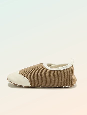 Kitchoun - Chaussons côtelés à scratchs - Motricité 2 '4 pattes' -