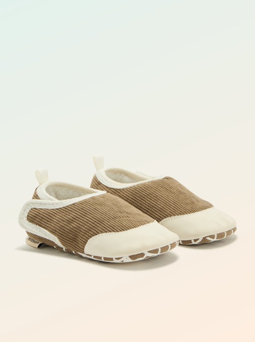 Chaussons côtelés à scratchs - Motricité 2 '4 pattes' - 'Kitchoun' - Kiabi