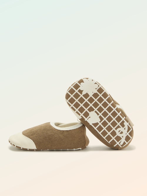 Chaussons côtelés à scratchs - Motricité 2 '4 pattes' - 'Kitchoun' - Kiabi