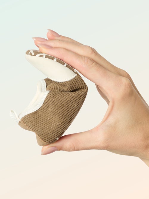 Chaussons côtelés à scratchs - Motricité 2 '4 pattes' - 'Kitchoun' - Kiabi