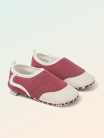 Kitchoun - Chaussons côtelés à scratchs - Motricité 2 '4 pattes' -