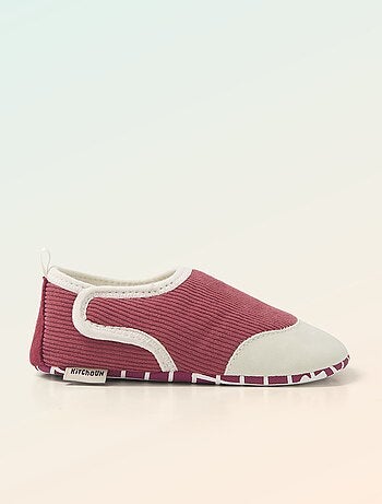 Kitchoun - Chaussons côtelés à scratchs - Motricité 2 '4 pattes' -