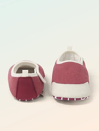 Kitchoun - Chaussons côtelés à scratchs - Motricité 2 '4 pattes' -