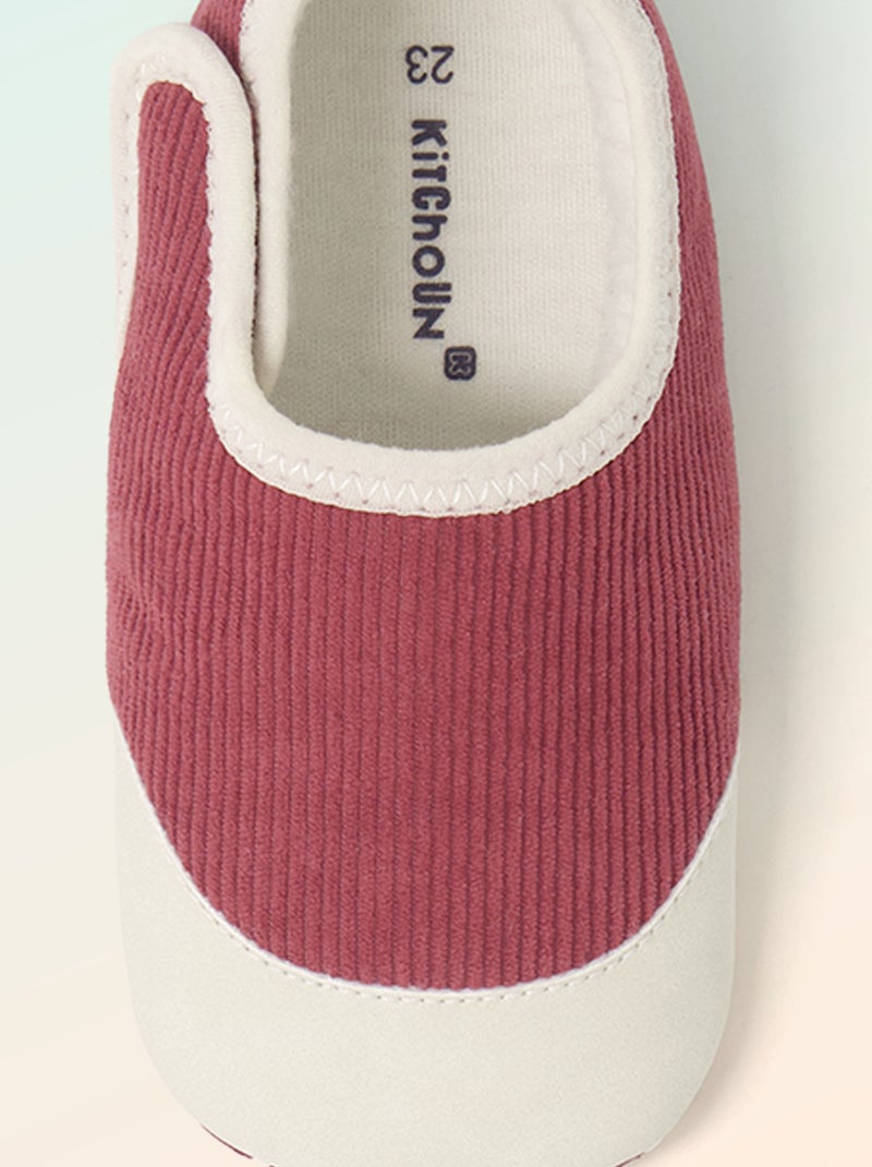 Chaussons côtelés à scratchs - Motricité 2 '4 pattes' - 'Kitchoun' Rose - Kiabi