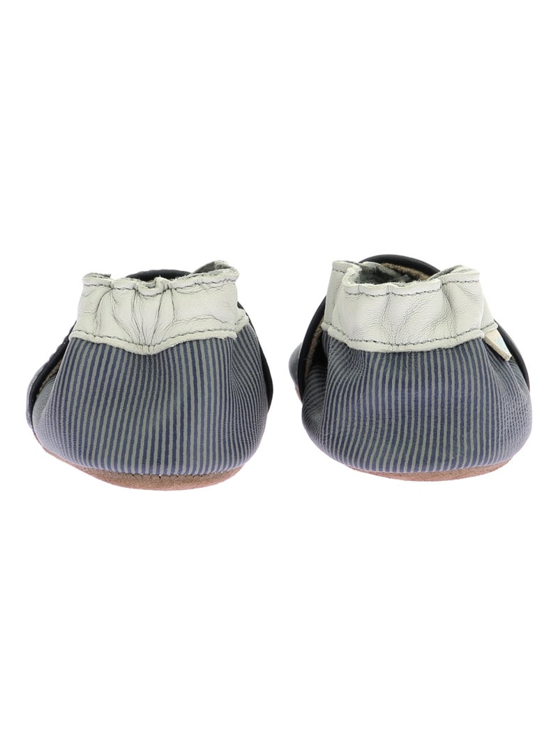 Chaussons Cuir Badge Fire Robeez Bleu marine - Kiabi