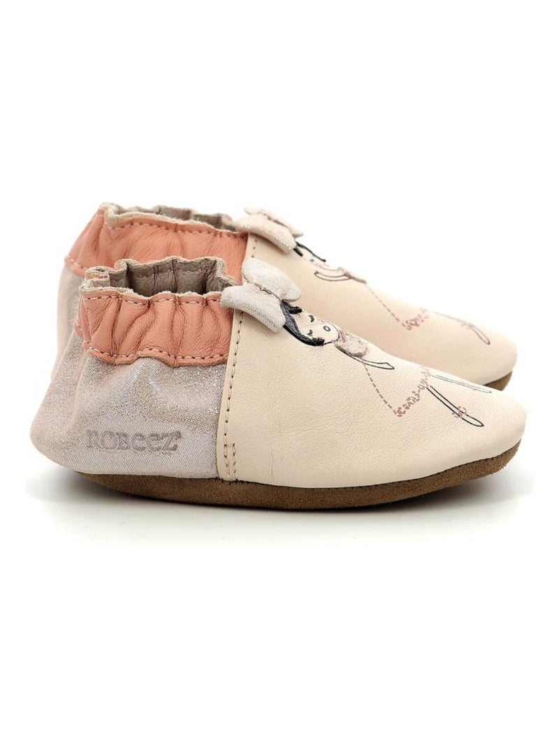 Chaussons Cuir Ballet Passion Rose - Kiabi