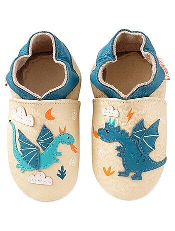 Chaussons cuir bébé Gaël et Tim les dragons