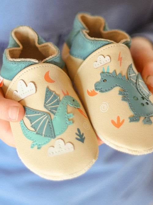 Chaussons cuir bébé Gaël et Tim les dragons - Kiabi
