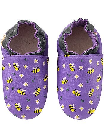 Chaussons cuir bébé Mireille les abeilles