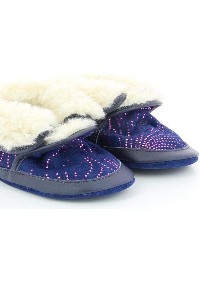Chaussons Cuir Cosy Boot Bleu marine - Kiabi