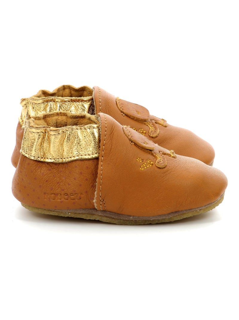 Chaussons Cuir Cuteelefant Semelle Crepe Robeez Camel - Kiabi