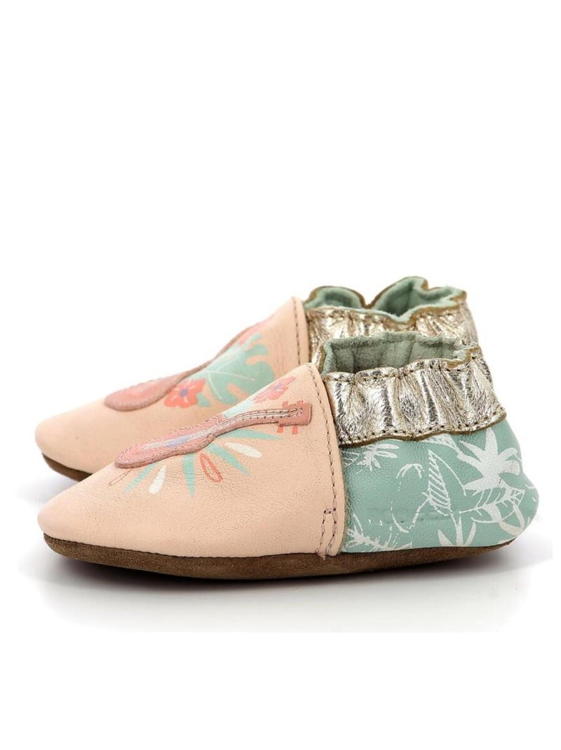 Chaussons Cuir Eyes On You Rose - Kiabi