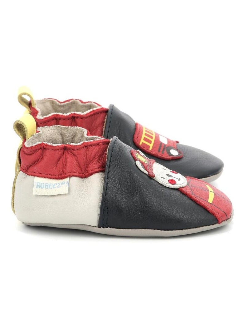 Chaussons Cuir Fireman Plg Robeez Bleu marine - Kiabi