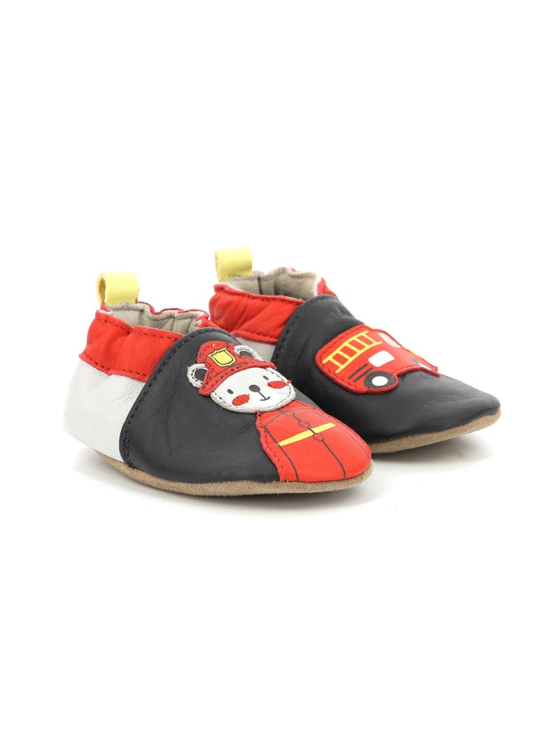 Chaussons Cuir Fireman Robeez Bleu marine - Kiabi