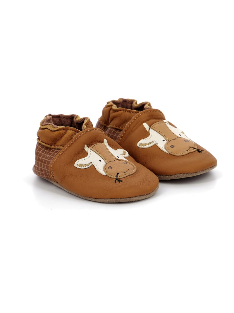 Chaussons Cuir Funny Cow Robeez Camel - Kiabi