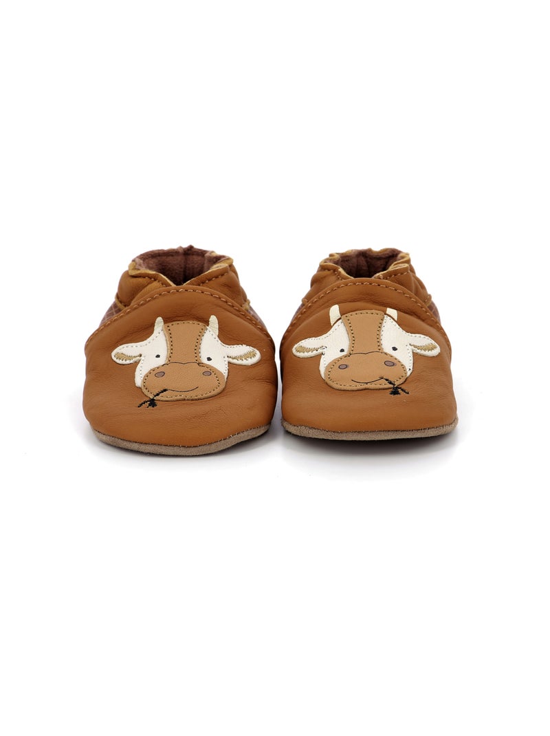 Chaussons Cuir Funny Cow Robeez Camel - Kiabi