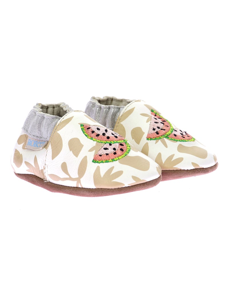 Chaussons Cuir Graphic Fruit Robeez Blanc - Kiabi