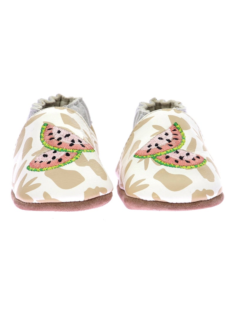 Chaussons Cuir Graphic Fruit Robeez Blanc - Kiabi