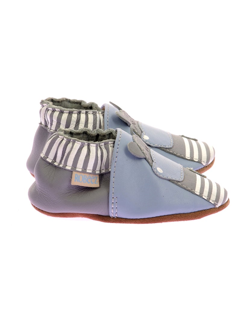 Chaussons Cuir Hippolyte Robeez Bleu - Kiabi