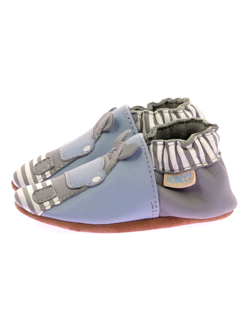 Chaussons Cuir Hippolyte Robeez Bleu - Kiabi