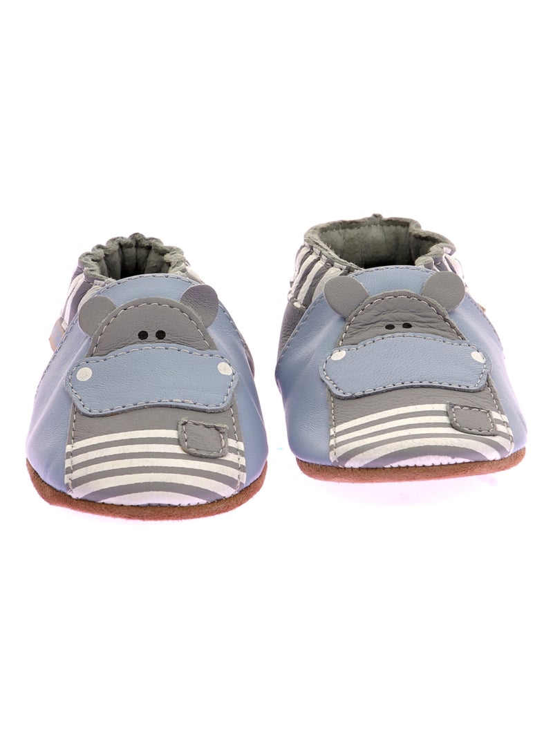 Chaussons Cuir Hippolyte Robeez Bleu - Kiabi