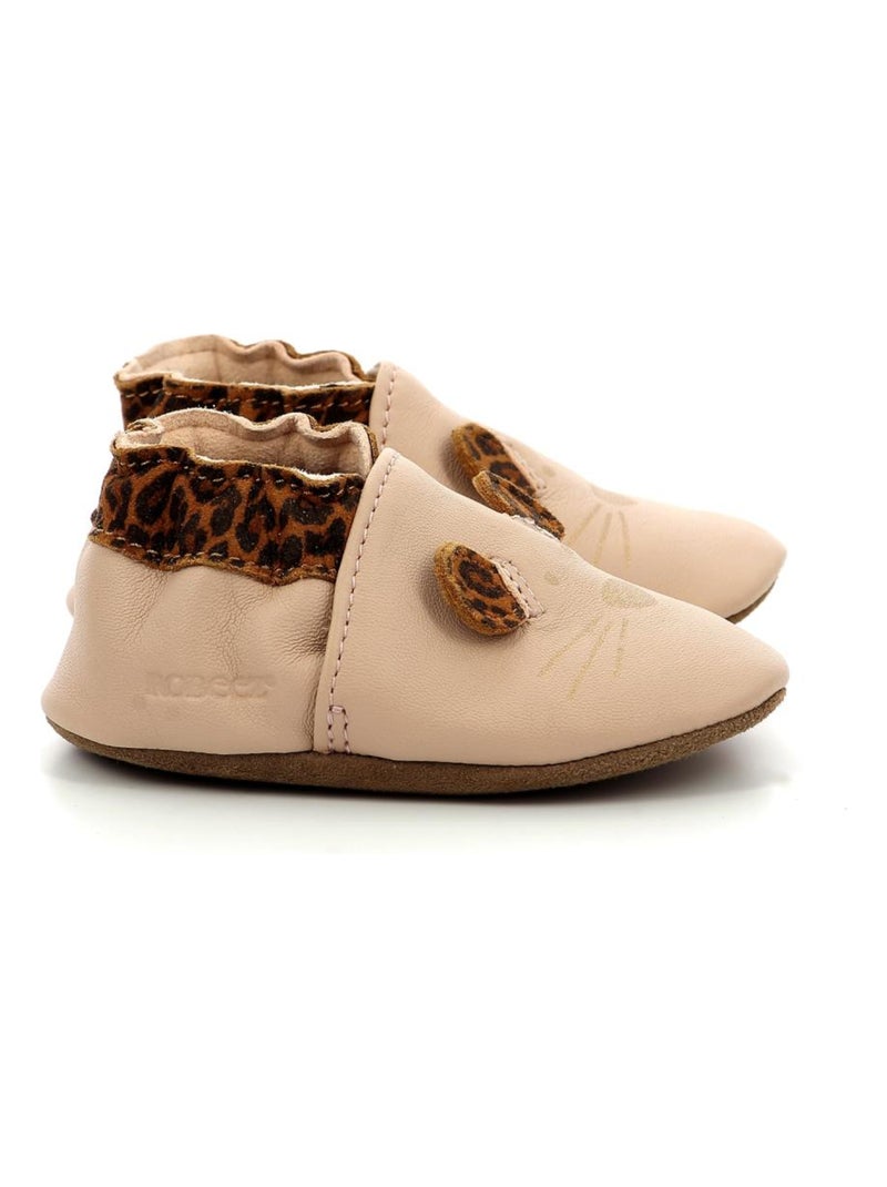 Chaussons Cuir Leo Mouse Robeez Rose - Kiabi