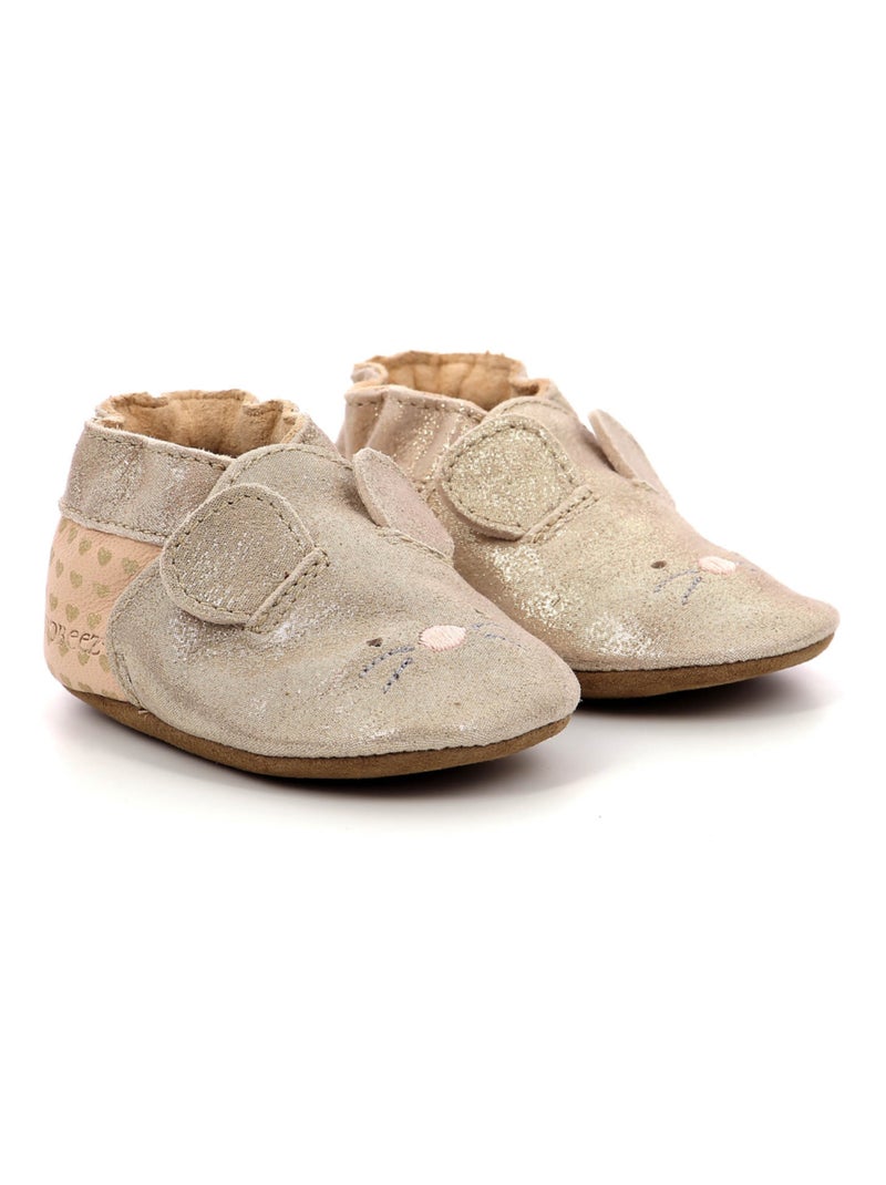 Chaussons Cuir Mouse Nose Robeez Doré/or - Kiabi