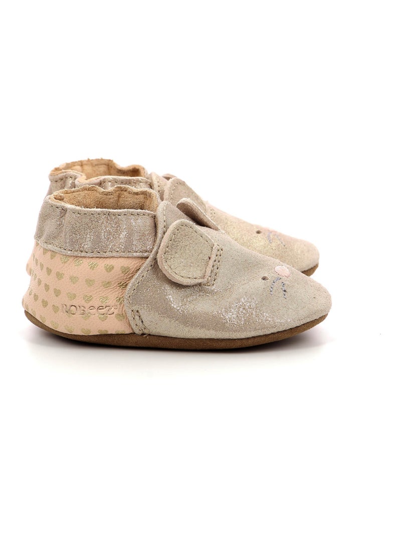 Chaussons Cuir Mouse Nose Robeez Doré/or - Kiabi