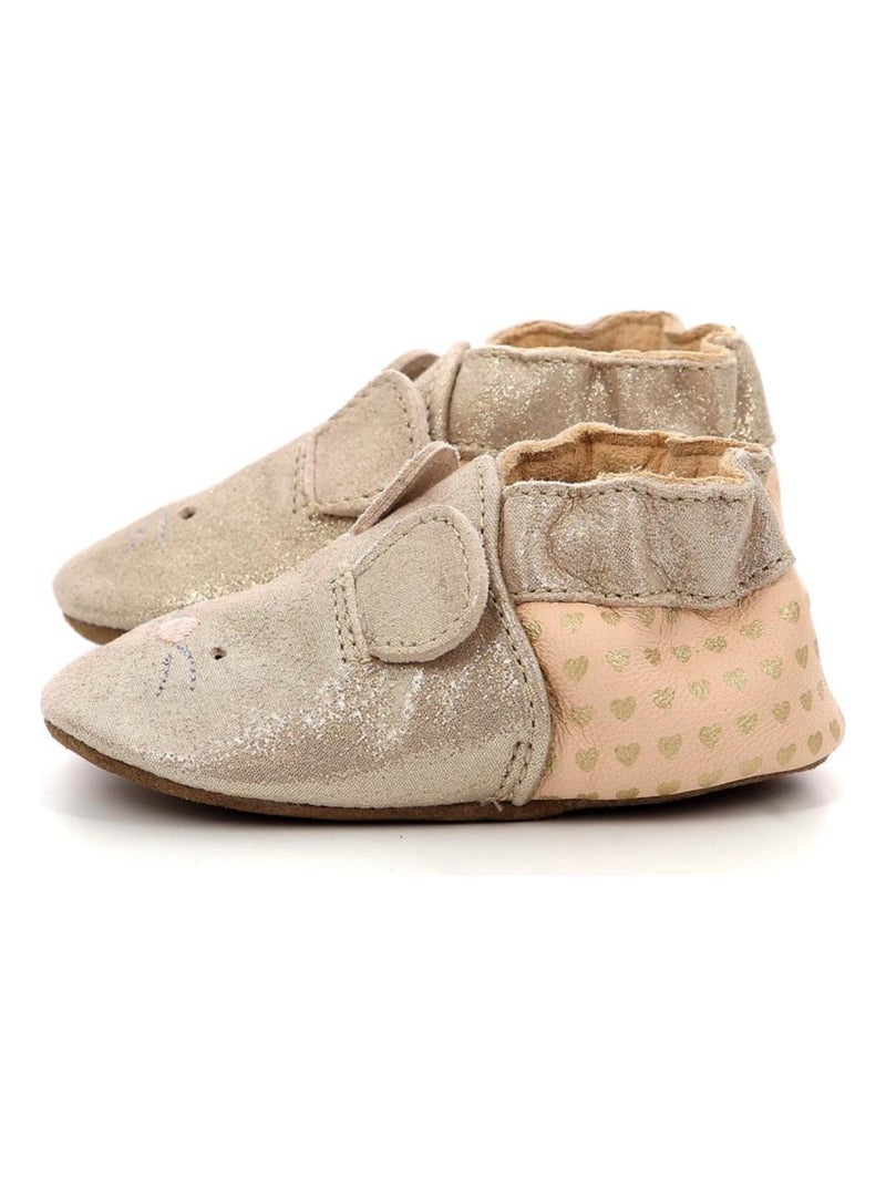 Chaussons Cuir Mouse Nose Robeez Doré/or - Kiabi