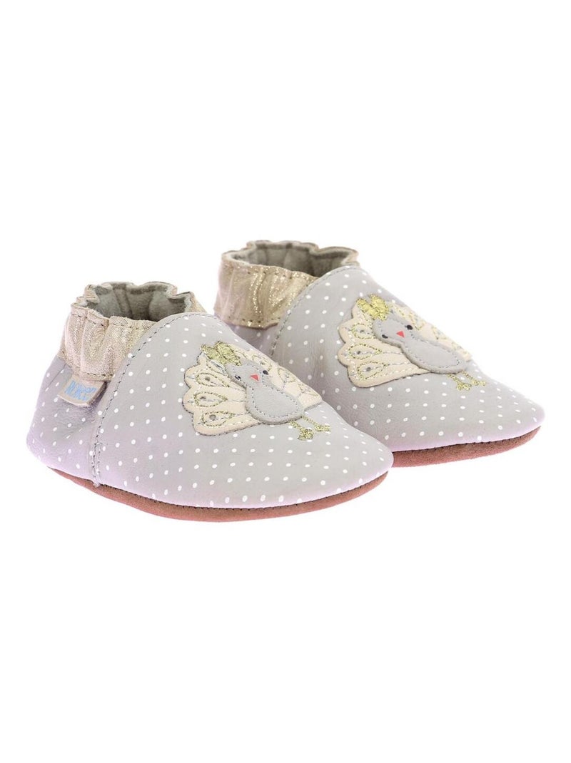 Chaussons Cuir Peacock Season Gris - Kiabi