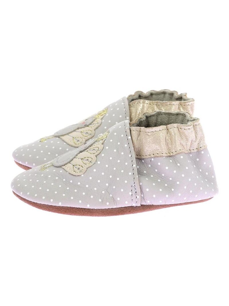 Chaussons Cuir Peacock Season Gris - Kiabi