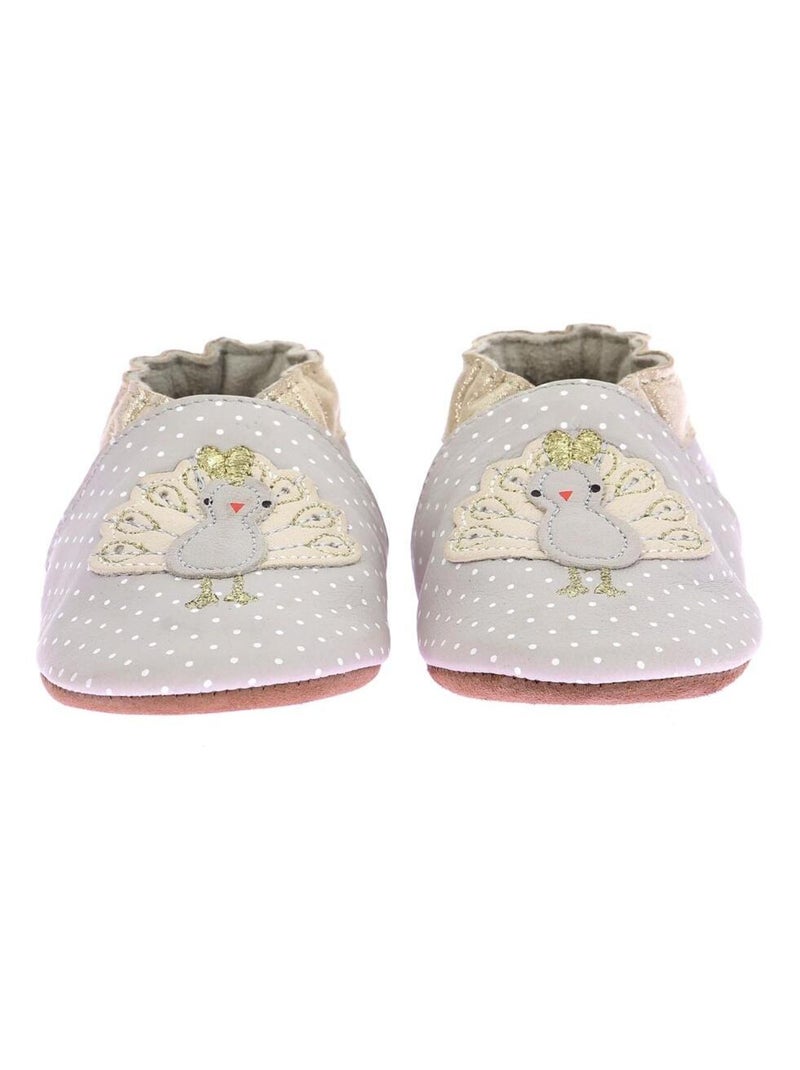 Chaussons Cuir Peacock Season Gris - Kiabi