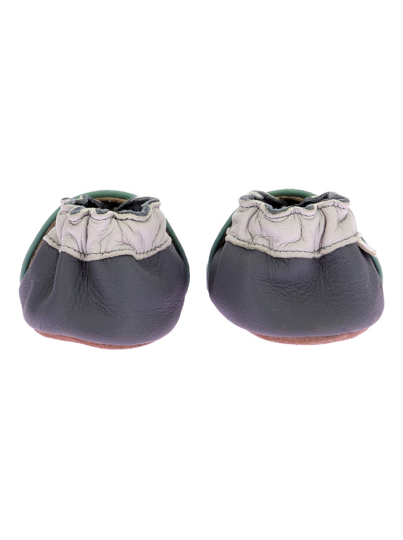 Chaussons Cuir Playing Yard Robeez Vert - Kiabi