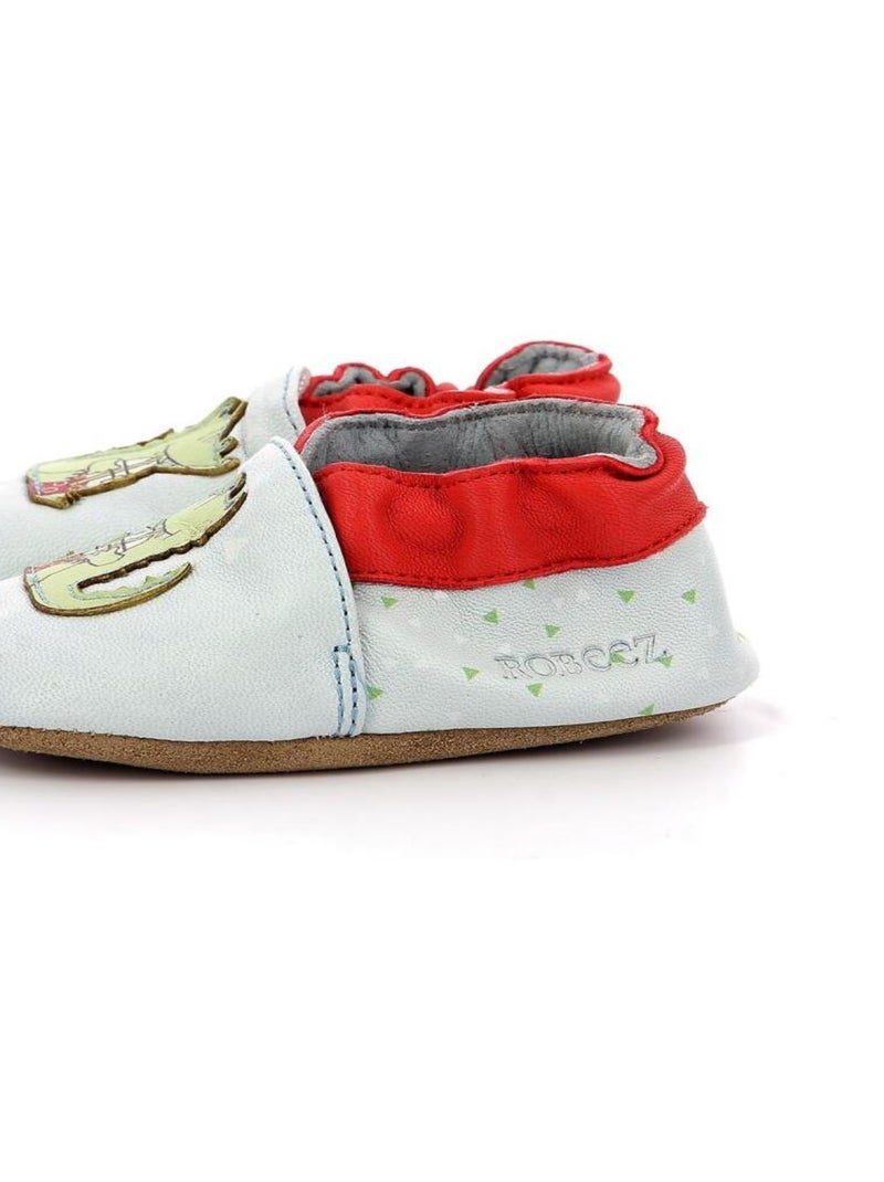 Chaussons Cuir Relax Croco Bleu - Kiabi