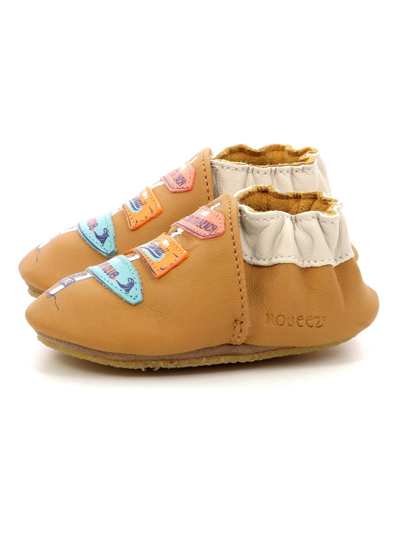 Chaussons Cuir Seek Advent Semelle Crepe Robeez Camel - Kiabi