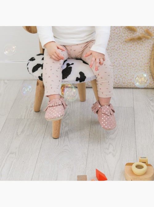 Chaussons cuir souple à franges à pois - Kiabi