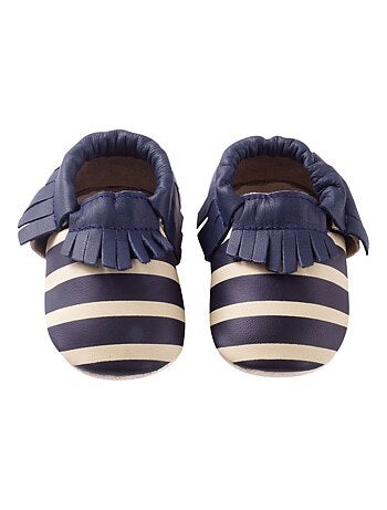 Chaussons cuir souple à franges