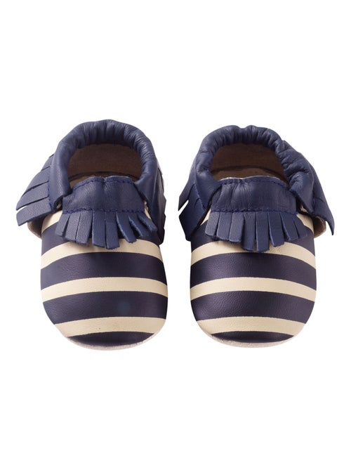 Chaussons cuir souple à franges - Kiabi
