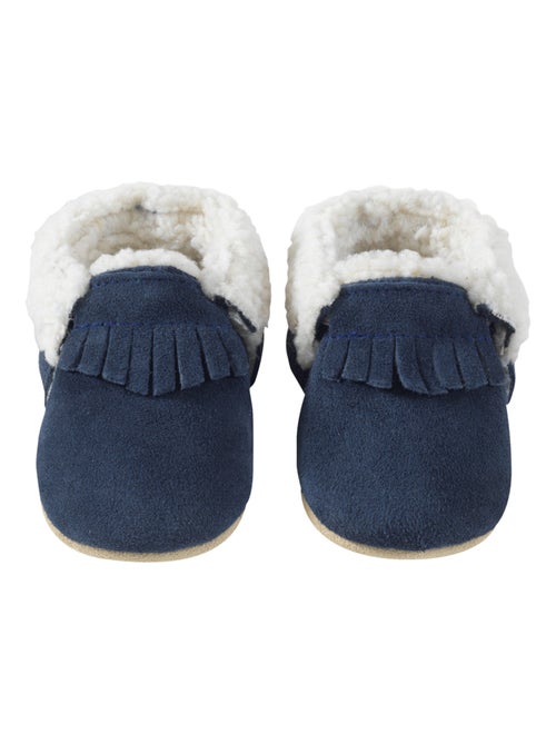 Chaussons cuir souple à franges fourrés frangin - Kiabi Chaussons cuir souple à franges fourrés frangin - Kiabi