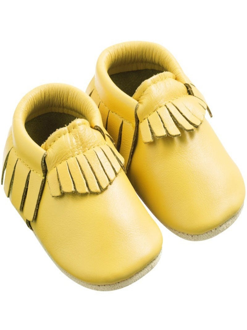Chaussons cuir souple à franges Jaune - Kiabi