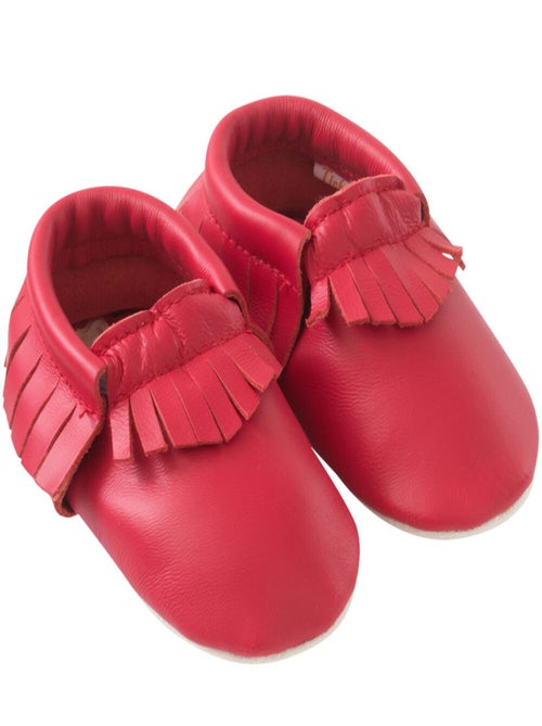 Chaussons cuir souple à franges - Kiabi