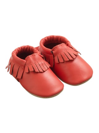 Chaussons cuir souple à franges