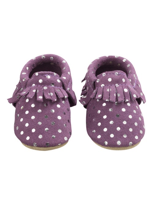 Chaussons cuir souple à franges - Kiabi