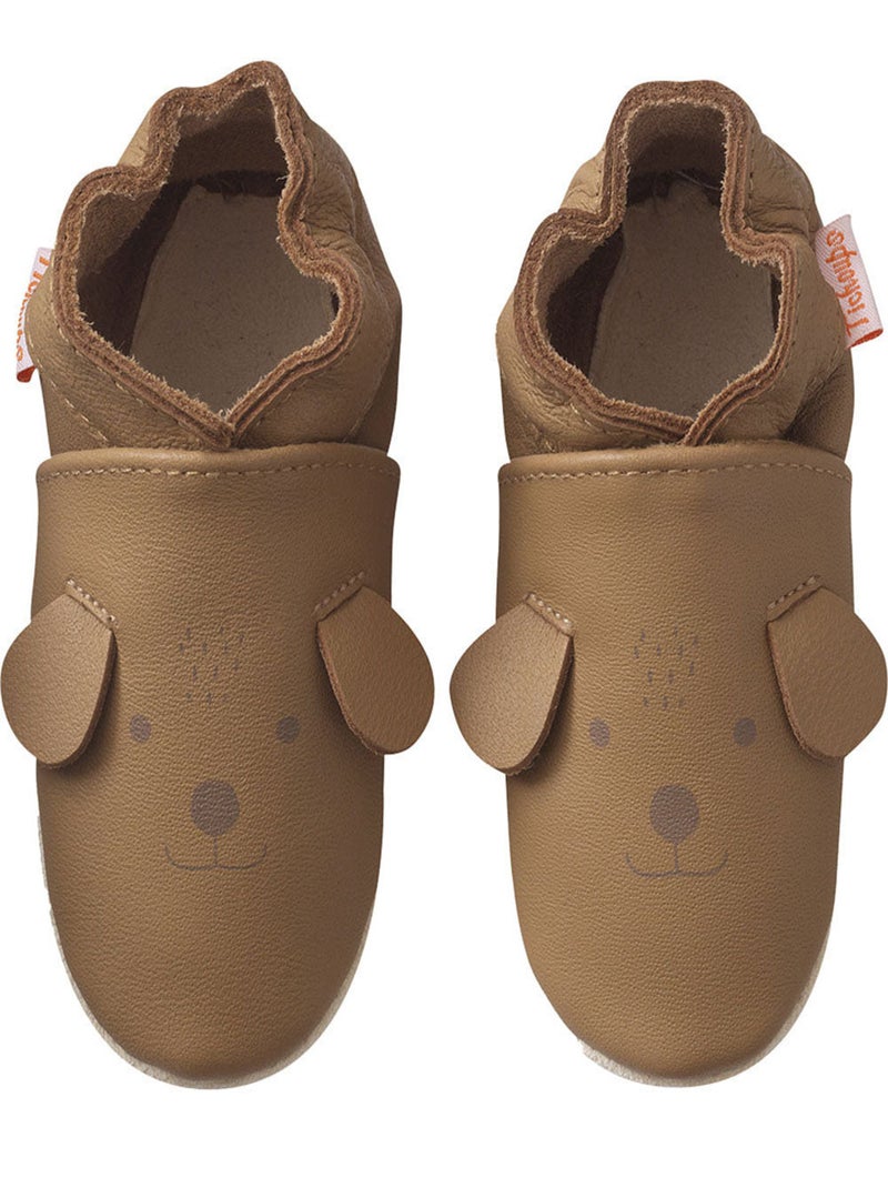 Chaussons cuir souple Colin le chien Marron - Kiabi