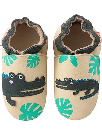 Chaussons cuir souple Emile le crocodile