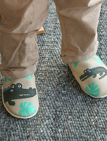 Chaussons cuir souple Emile le crocodile