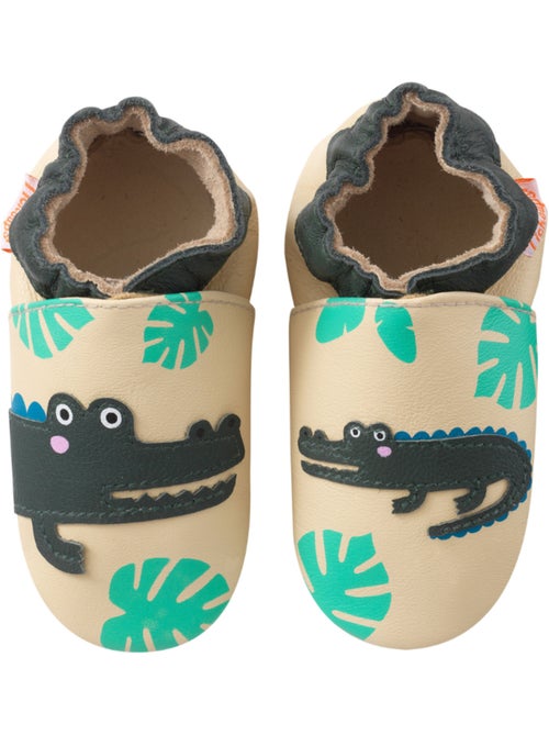 Chaussons cuir souple Emile le crocodile - Kiabi