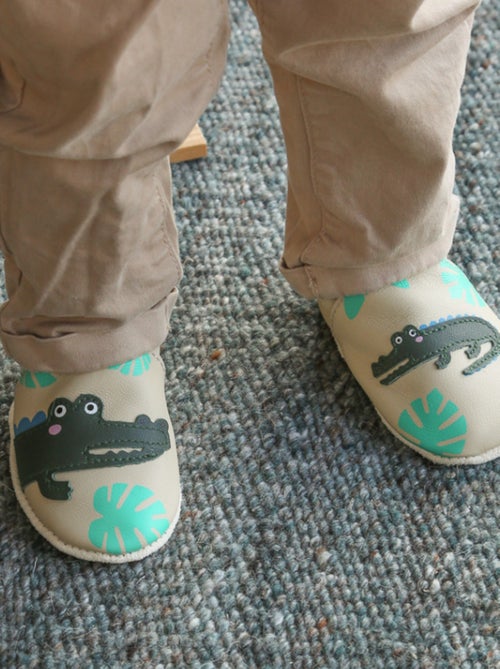 Chaussons cuir souple Emile le crocodile - Kiabi