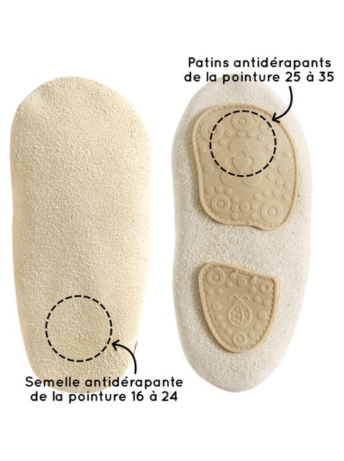 Chaussons cuir souple fourrés à pampilles - Kiabi