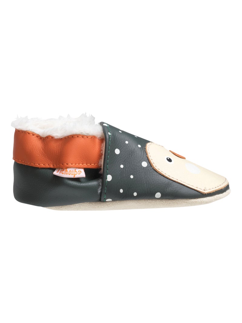 Chaussons cuir souple fourrés antonin le pingouin Vert - Kiabi